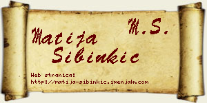 Matija Sibinkić vizit kartica